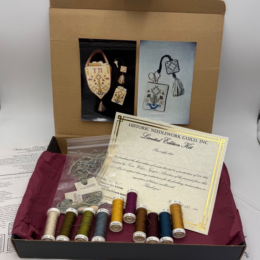 Historic Needlework Guild Victorian Pocket Purse Kit Tricia Wilson Nguyen Silk